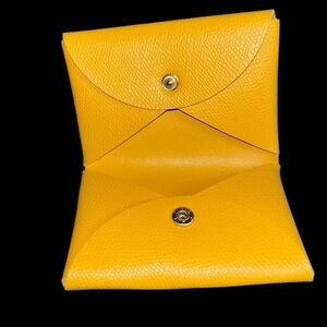 Vintage style Mercer yellow vegan leather coin purse